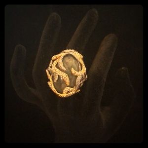 ALEXIS BITTAR Moonstone Gold Vine Statement Ring 7